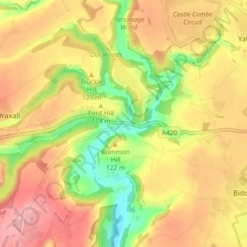 Carte topographique Ford, altitude, relief