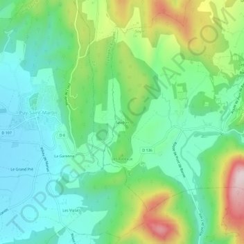 Carte topographique Saudon, altitude, relief