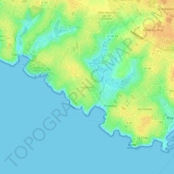 Carte topographique Les Groies, altitude, relief