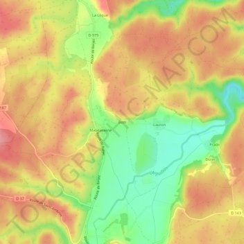 Carte topographique Beth, altitude, relief