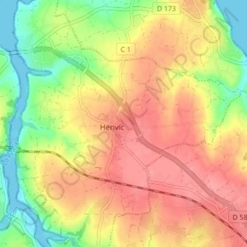 Carte topographique Le Croissant, altitude, relief