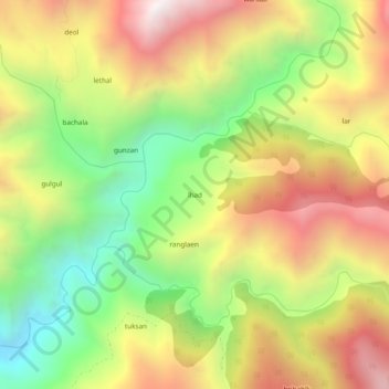 Carte topographique lhad, altitude, relief