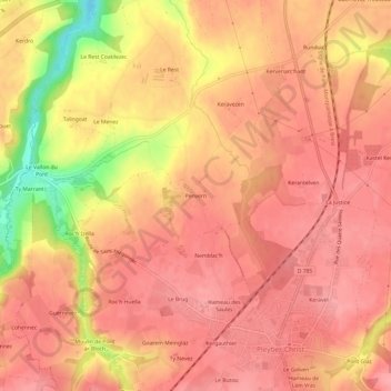 Carte topographique Penvern, altitude, relief