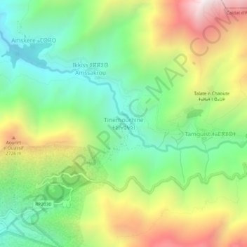 Carte topographique Tinerhourhine, altitude, relief
