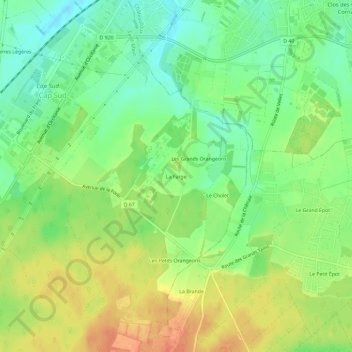 Carte topographique La Farge, altitude, relief