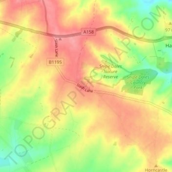 Carte topographique Winceby, altitude, relief