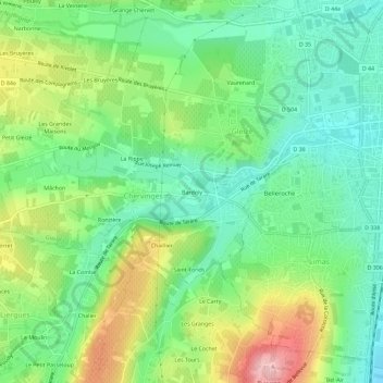Carte topographique Bardoly, altitude, relief