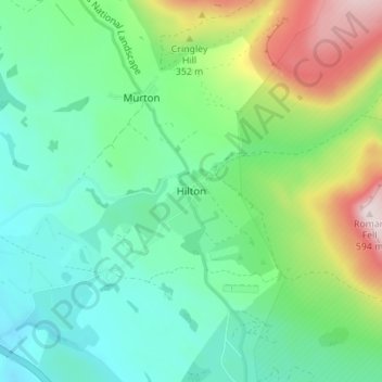 Carte topographique Hilton, altitude, relief