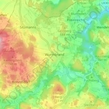 Carte topographique Wurmbrand, altitude, relief
