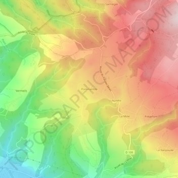 Carte topographique Pommarède, altitude, relief