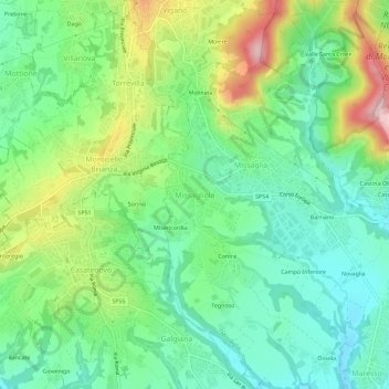Carte topographique Missagliola, altitude, relief