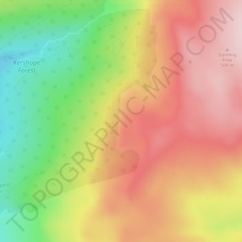 Carte topographique Round Crag, altitude, relief