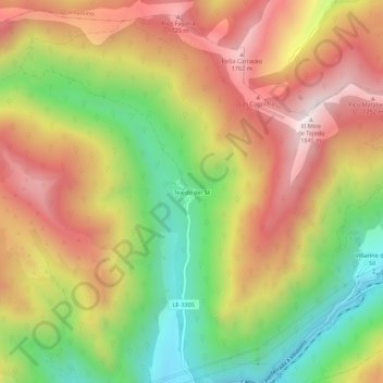 Carte topographique Tejedo del Sil, altitude, relief