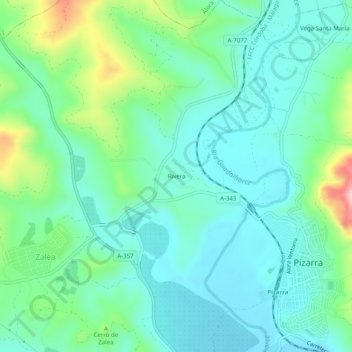 Carte topographique Rivera, altitude, relief