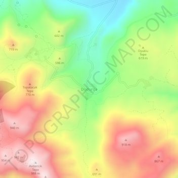 Carte topographique Dodurga, altitude, relief