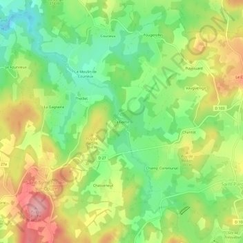 Carte topographique La Gorce, altitude, relief