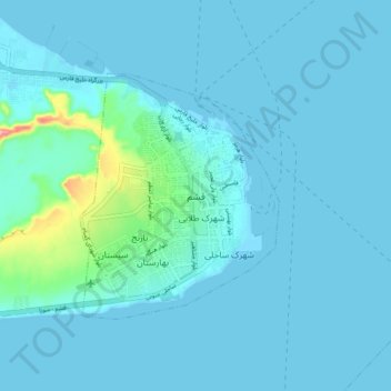 Carte topographique Qechm, altitude, relief