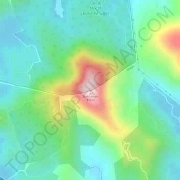 Carte topographique Bukit Panchor, altitude, relief