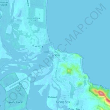 Carte topographique Forster, altitude, relief