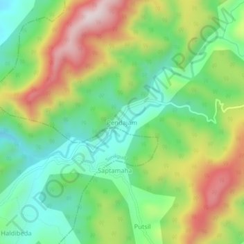 Carte topographique Pendajam, altitude, relief