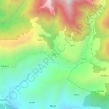 Carte topographique Lahri, altitude, relief