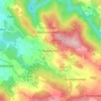 Carte topographique Kaikenried, altitude, relief