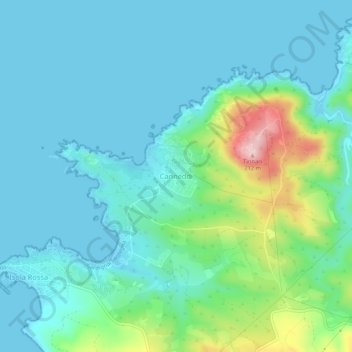 Carte topographique Canneddi, altitude, relief
