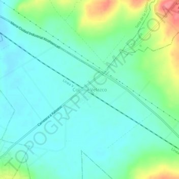 Carte topographique Colonia Velazco, altitude, relief