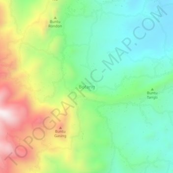 Carte topographique Botang, altitude, relief