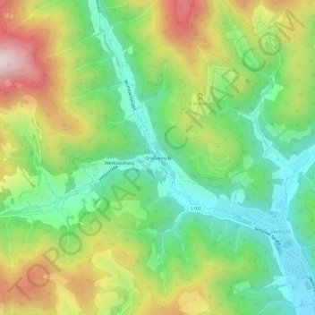 Carte topographique Großveitsch, altitude, relief