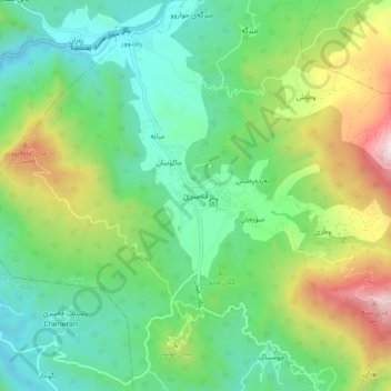 Carte topographique Qasre, altitude, relief