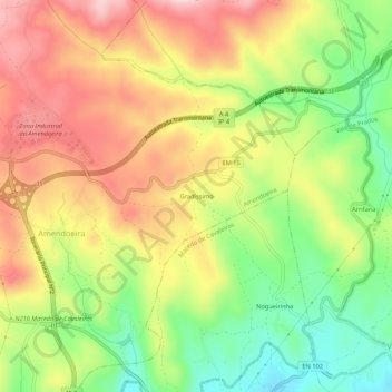 Carte topographique Gradíssimo, altitude, relief
