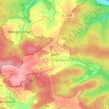 Carte topographique Buch, altitude, relief