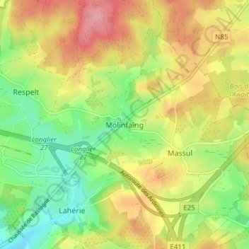 Carte topographique Molinfaing, altitude, relief