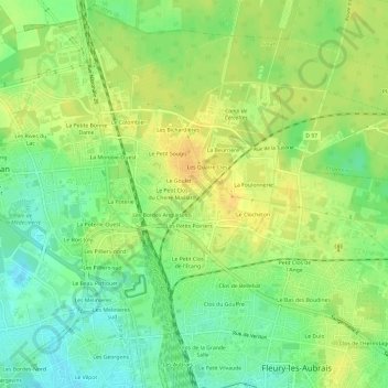 Carte topographique Les Brueres, altitude, relief