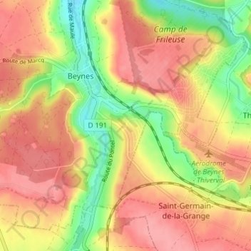 Carte topographique Les Chênes, altitude, relief