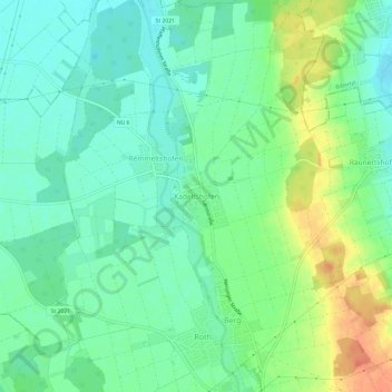 Carte topographique Kadeltshofen, altitude, relief