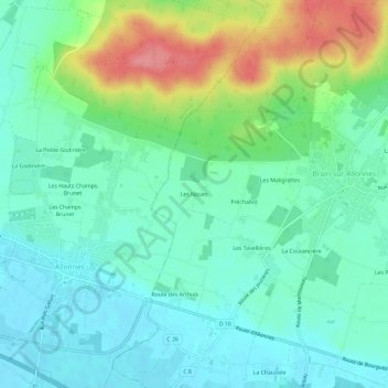 Carte topographique Les Noues, altitude, relief