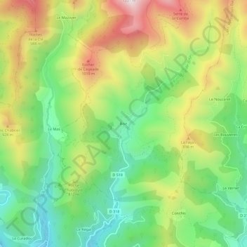 Carte topographique Bise, altitude, relief