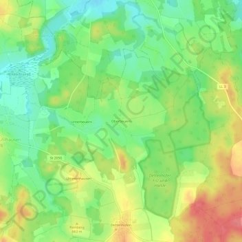Carte topographique Oberbeuern, altitude, relief