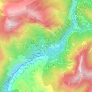 Carte topographique Le Cros d'Utelle, altitude, relief
