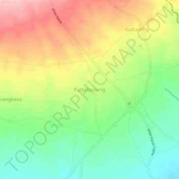 Carte topographique Pattallassang, altitude, relief