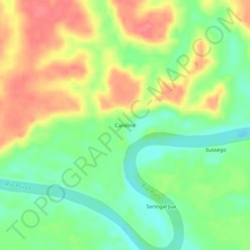 Carte topographique Caroline, altitude, relief