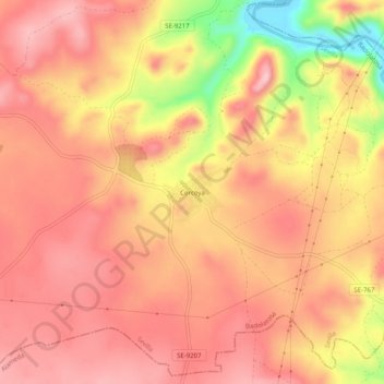 Carte topographique Corcoya, altitude, relief