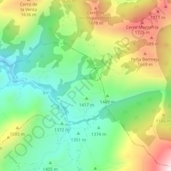 Carte topographique Fuente del Hervidero, altitude, relief