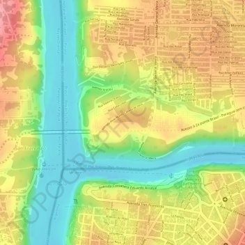 Carte topographique Porto Meira, altitude, relief