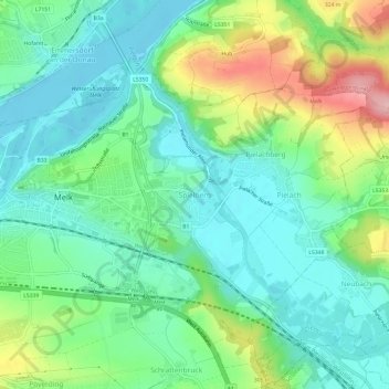 Carte topographique Spielberg, altitude, relief