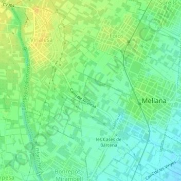 Carte topographique Macarella, altitude, relief