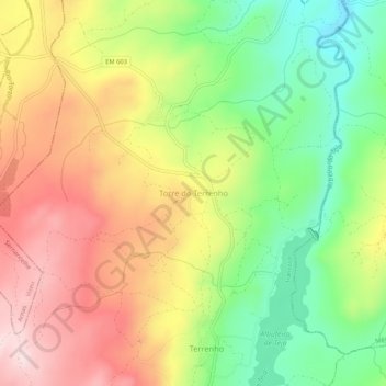 Carte topographique Torre do Terrenho, altitude, relief