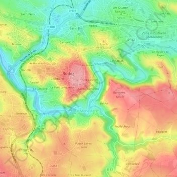Carte topographique Sainte-Catherine, altitude, relief